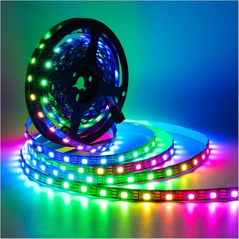 5V WS2812B LED Light Strip, 5 m RGB LED Pixel Strip 300 LEDs IP30 Flexible Full Colour Addressable Individually Smart LED Strip for DIY Advertising Decoration (1/5)
