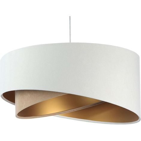 Suspension galaxy asymetric - Blanc intérieur beige et or