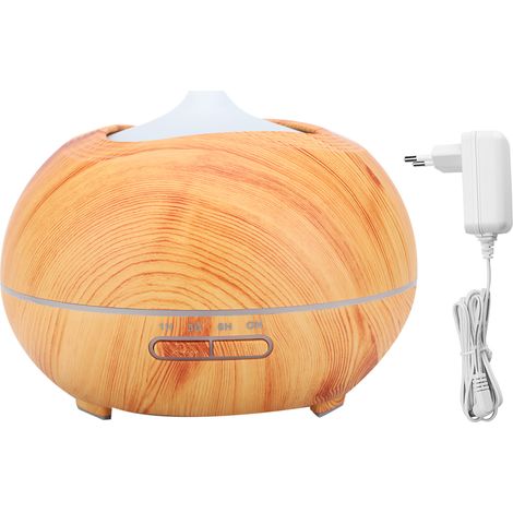 Diffuseur d'huiles essentielles ultrasonique 400mL - Brumisateur d'air portable avec grain de bois léger - Humidificateur d'ambiance design coloré - Prise EU 110-240V (1/5)
