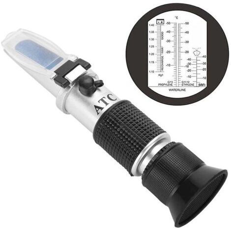 Réfractomètre de liquide de refroidissement antigel – Mesure -50 à 0°C – Pour éthylène et propylène glycol – Système optique ajustable - 4-en-1 (1/5)