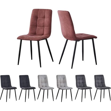 Set of 2 Faux Matte Suede Leather Dining Chairs home & restaurants Henri PINK