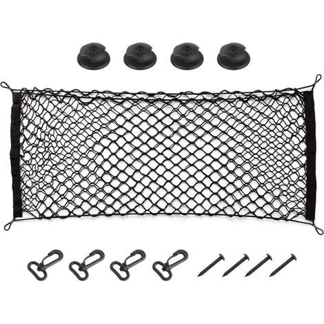 Filet de rangement élastique réglable pour coffre de voiture, filet de rangement pour coffre, ajustement universel pour voiture, véhicule, SUV (35,4" x 15,8") (1/3)