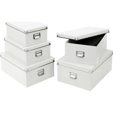 Boîtes de rangement, 5 pièces complètes, blanc, ZELLER (1/2)
