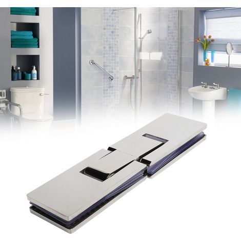 Pince de porte à 180 degrés en acier inoxydable, support de fixation pour verre de salle de bain à domicile (1/5)