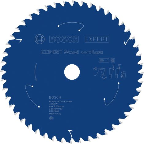 Bosch EXPERT Wood cordless Circular Saw Blade 184 x 1.6/1 x 20 mm T48 2608902153 (1/5)
