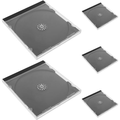5 Pièces Étui à CD en Plastique Noir Solide, Boîtier de Rangement Réutilisable pour Cd, Dvd et Disques, Facile à Transporter et Protéger Vos Supports (1/5)