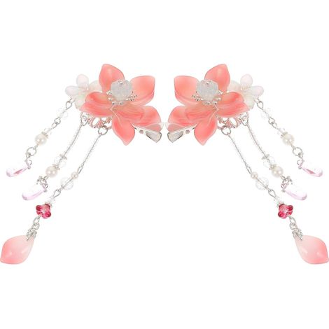 Flower Tassel Hair Clips for Girls, Zinc Alloy ABS (1/5)