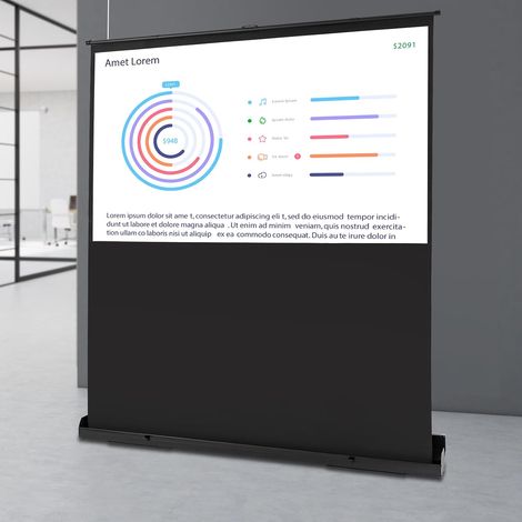 Projecteur de sol en toile pull-up, store portable pour écran mobile, 170 x 100 cm, cinéma maison 16:9 avec 4K/8K Full HD 3D, Gain 1.2, home cinéma (1/5)