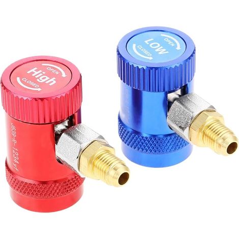 R1234yf Adaptateurs de coupleurs rapides, raccord réglable pour voiture, compresseur CA automatique, kit de connecteurs de réfrigérant côté haut/bas, port mâle, 1/4, ensemble haute et basse pression