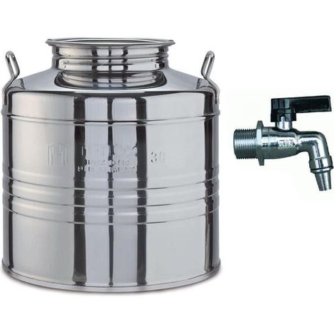 CONTENITORE FUSTO BIDONE PER OLIO 15LT ACCIAIO INOX 18/10 CON RUBINETTO (1/5)