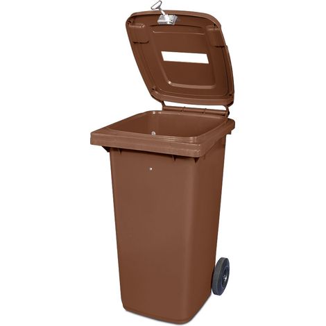 BRB 120 Liter DIN Mülltonne mit Papiereinwurf u. Dreikantschloss, BxTxH 480x550x930 mm (braun)