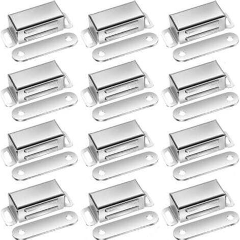 12 Pcs Aimants de Porte Pour Armoire Fermeture Magnétique Extra Forte, Aimants pour Porte, Aimants pour Armoire Acier Inoxydable, Aimants pour Meuble, Loqueteau Magnétique (1/4)