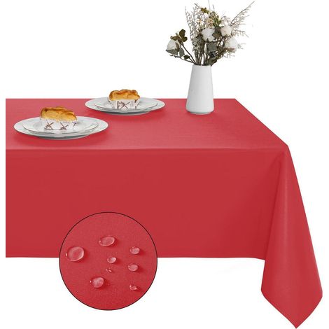 Nappe lavable Rouge, anti-taches, 140x240 cm, Rectangulaire, facile d'entretien