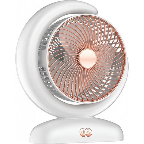 USB-Lade-Tischventilator mit Fernbedienung, 3 Geschwindigkeitsstufen, 5 Beleuchtungsmodi (Weiß, Grün, Blau-Lila, Farbverlauf, Lauflicht), 1-/2-Stunden-Timer