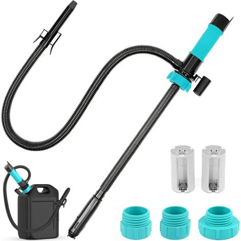 Pompe de siphon électrique à batterie, pompe transfert carburant avec capteur arrêt automatique, 3 adaptateurs, pompe portable diesel eau huile pour bidon (1/5)