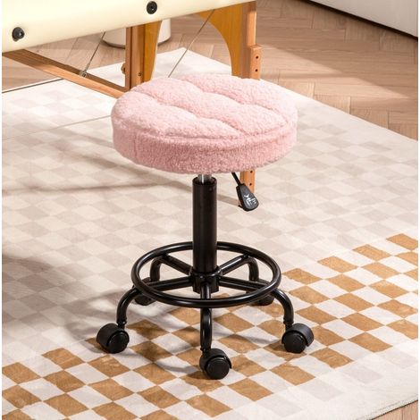 Taburete de oficina con ruedas regulable en altura, giratorio 360°, rosa HAVRYA (1/5)
