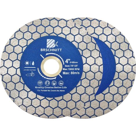 2 Pièces - Disque Diamant - Lame De Scie - Double Face Pour Porcelaine Et Marbre - Coupe À Sec Ou Humide - Gris - 10,5cm (1/5)