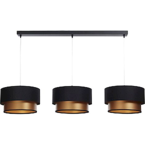 Suspension élégante textile noir et cuivre effet lumineux raffiné - Noir satiné intérieur cuivre (1/5)