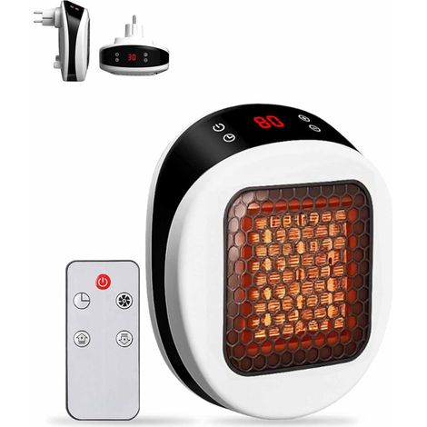 Plug sur Lunaheater, radiateur spatial portable Lunaheater, chauffage à fiche portable avec télécommande, élément de chauffage en céramique PTC, chaleur puissante en 30 secondes (White) (1/5)