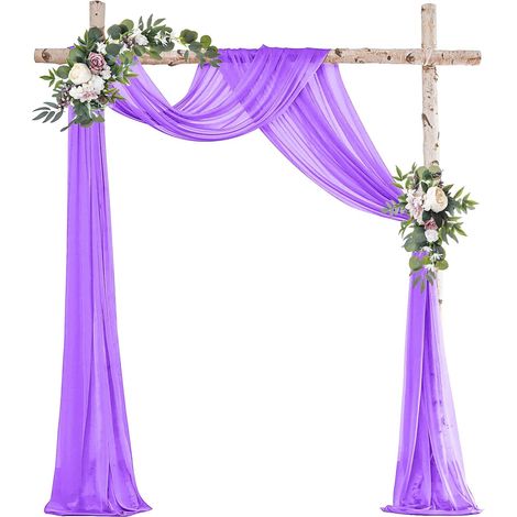 2 Rideau en tulle, 75x600cm, mousseline transparente, décor arche mariage, fête, cérémonie (1/5)