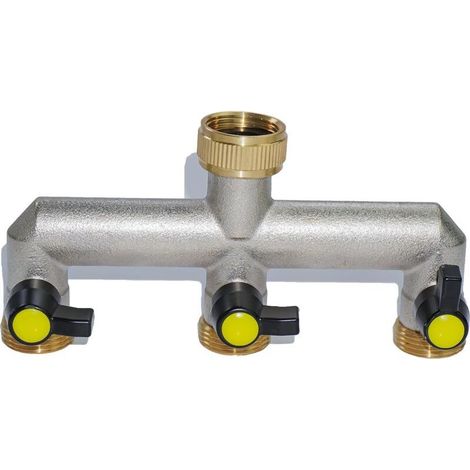 Raccord de machine à laver à 3 voies en Y, distributeur à trois voies de 3/4 pouce, adaptateur de robinet de tuyau en laiton, tuyau d'arrosage (1/3)