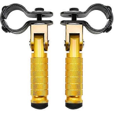 CNC-gefräste Aluminium-Motorradpedale, 8 mm, universell, klappbar, Fußraste für Motorräder, Mopeds, Karts, Roller – Gold (1/5)