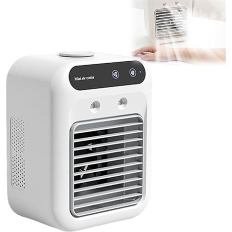Climatiseur portable - Mini ventilateur USB , trois vitesses réglables , refroidisseur d'air silencieux et portable , idéal pour chambre , bureau , camping (blanc) (1/5)