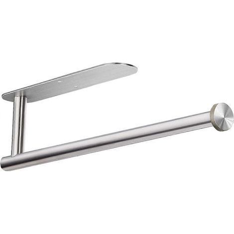 Porte-rouleau de papier essuie-tout pour la cuisine, essuie-tout en vrac - auto-adhésif à fixer sous un meuble, colle et vis fournies, acier inoxydable (1/5)