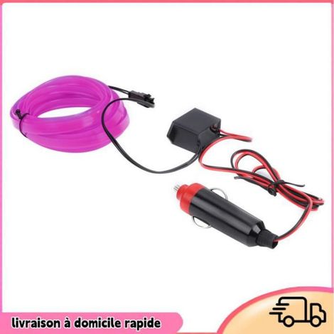Ruban Led - Tube Lumiere Neon Violet - Pour Eclairage Interieur Voiture - 3 M (1/5)