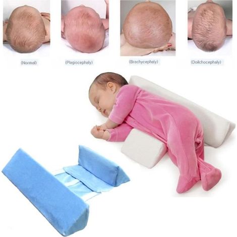 Oreiller Coussin de Sommeil Latéral pour Bébé - MOONMINI - Réglable et en Velours Sain Bleu (1/4)