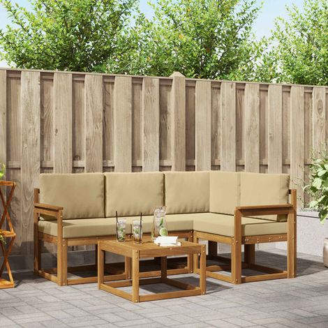 vidaXL Outdoor-Sofagarnitur 5 Stk. Natur und Beige (1/5)
