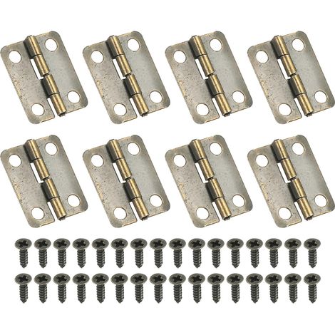 Petites Charnières Bout 16mm, 8 Pcs Mini Charnière avec Vis pour Boîtes à Bijoux en Bois, Portes de Tiroir d'Armoire, Portail, Couleur Bronze (1/5)