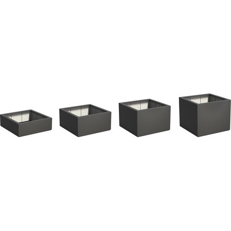 Adezz Pflanzgefäß Carrez mit Boden Fiberglas Pflanzkübel Blumenkübel schwarz
