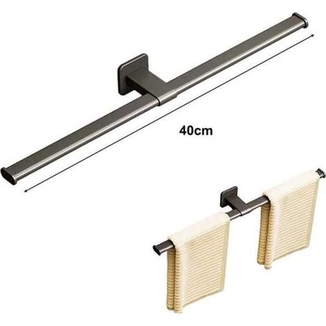 Porte-serviettes Sans Poinçon - Space Aluminium - Unipolaire - Cintre Multi-usages - Longueur 40 cm - Gris