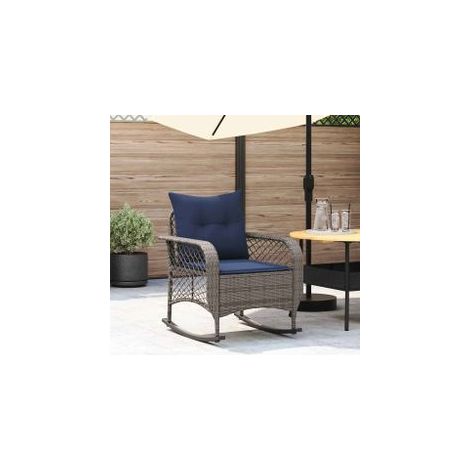 Chaise à bascule de jardin avec coussins gris résine tressée (1/5)