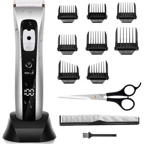 Professional Cordless Men&39s Hair Clipper Electric Hair Clipper with Ceramic and Titanium Blade Adjustable with 8 Combs BANDEAU