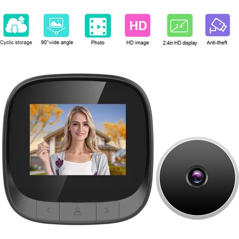 2.4in Smart Door Viewer TFT LCD Screen Display 0.3MP 90° Wide Angle Camera Photo Recording Smart Door Accessories Fonction de Stockage Intégrée Vous Permet de Ne Jamais Manquer Aucun Visiteur (1/5)