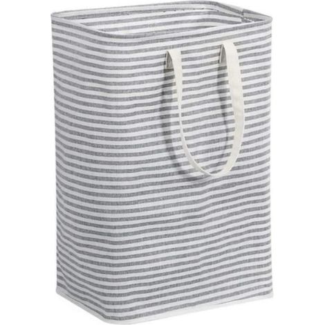 Sac De Rangement Pliable - 72 L - Tissu Coton - Gris Et Blanc - 40x30x60 cm (1/4)