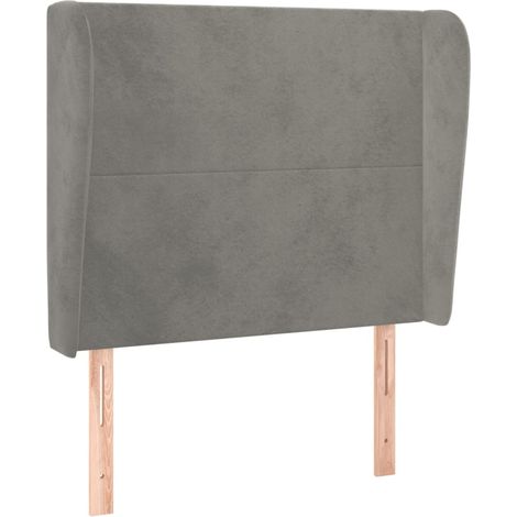 Testiera accessorio letto mobile camera da letto con bordo laterale 103 x 23 x 118/128 cm tessuto velluto grigio chiaro TDL0205289