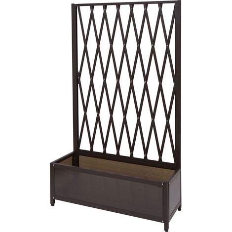 Jardinière trellis bac à fleurs support de plantes en aluminium et acier 152x90x35cm marron 040004320