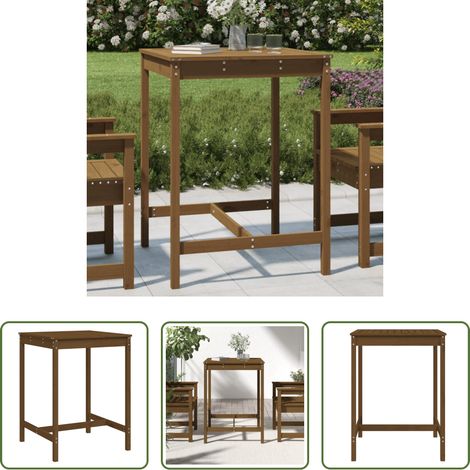 Holz - Gartentisch Honigbraun 82,5x82,5x110 cm Massivholz Kiefer (1/5)