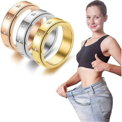 Re'star Thermopure Weißkalzit-Spinnerring, Menlogie Thermischer Drehring (Neu)-9-silver