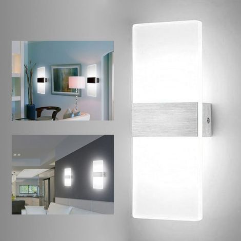 Moderne LED-Innenwandleuchte, Acryl, Aluminium, Up-Down-Beleuchtung, Dekoration, quadratisches weißes Licht, 12 W