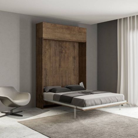 Letto matrimoniale Kentaro Noce con pensile vasistas