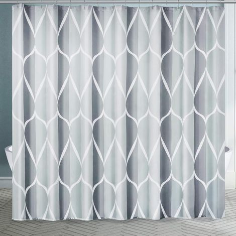 Rideau de douche géométrique gris, design imperméable et polyester, séchage rapide, ourlet lesté, ensemble de rideaux de douche extra large pour salle de bain, 243 x 183 cm, lavable en machine (1/5)