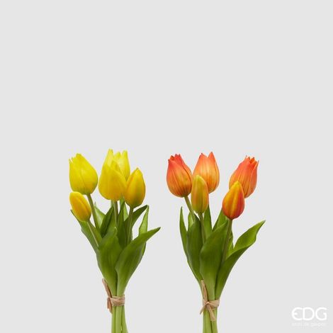 EDG Enzo De Gasperi Bouquet di 5 Tulipani Olis Ass. H 26 Cm Yellow Orange 1 Pz (1/4)