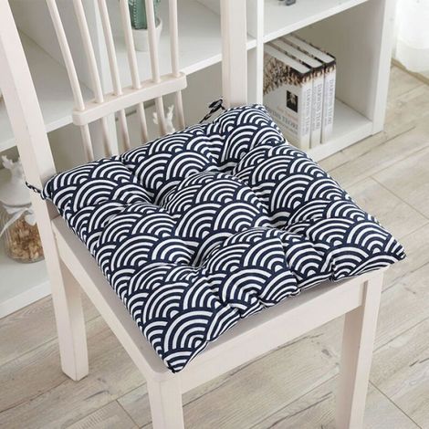 Coussin Chaise - 40x40 cm - Bleu - Pour Jardin Extérieur et Intérieur - Galette de Chaise avec Sangle de Fixation - 1 Pièce (1/3)