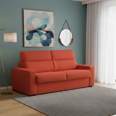 Divano Letto 3 Posti Quindici, Sfoderabile, Contenitore Made in Italy, Lavabile, 220x95 cm Arancione (1/5)