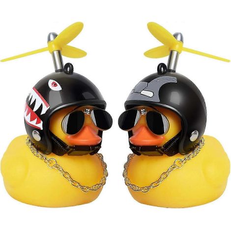 Jouet canard en caoutchouc 2025, décorations de tableau de bord de voiture en forme de canard, ornements de voiture canard en caoutchouc, canard cool avec hélice (1/5)