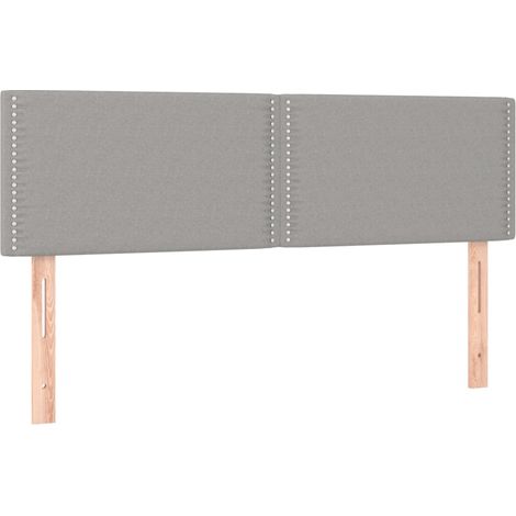 Tête de lit accessoire couchage chambre à coucher meuble en 2 parties 72 x 5 x 78/88 cm tissu gris clair TDL0206431